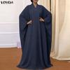 Oversized Women Casual V Neck Batwing Sleeve Loose Long Sleeve Maxi Dress