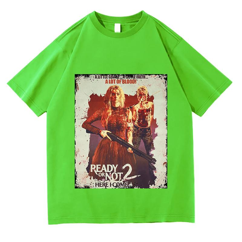 READY OR NOT 2 HERE 2026 T-Shirt Unisex Reine Baumwolle Mode Lässiges T-Shirt Rundhals Kurzarm Hemden Fan Geschenk Harajuku Kleidung