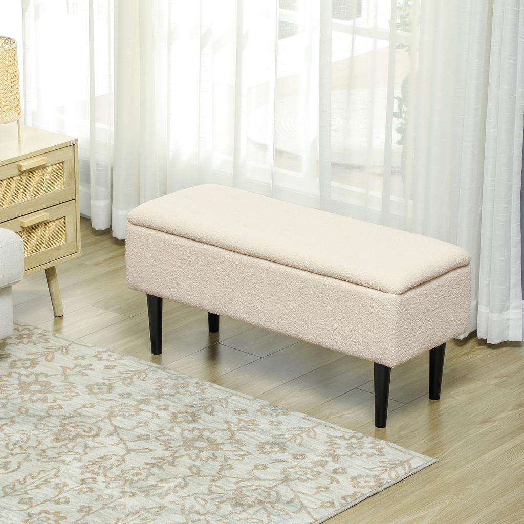 57L Teddy Fleece Storage Ottoman - Cream