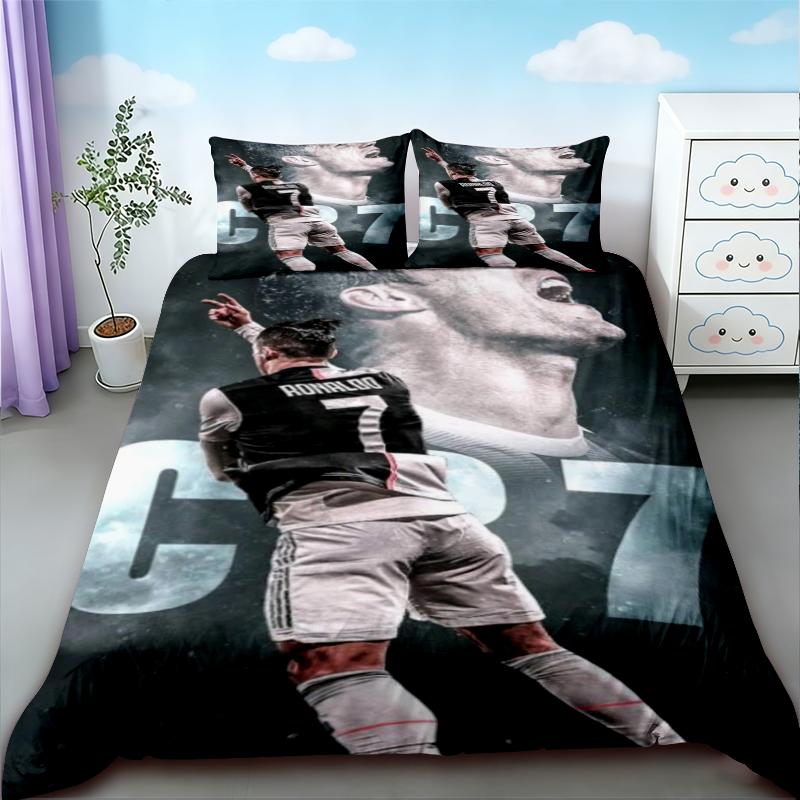 CR7 Bettwäsche-Set Fußball Cristiano Ronaldo Bettwäsche-Set für ein komfortables und atmungsaktives Schlafzimmer Geburtstagsgeschenke