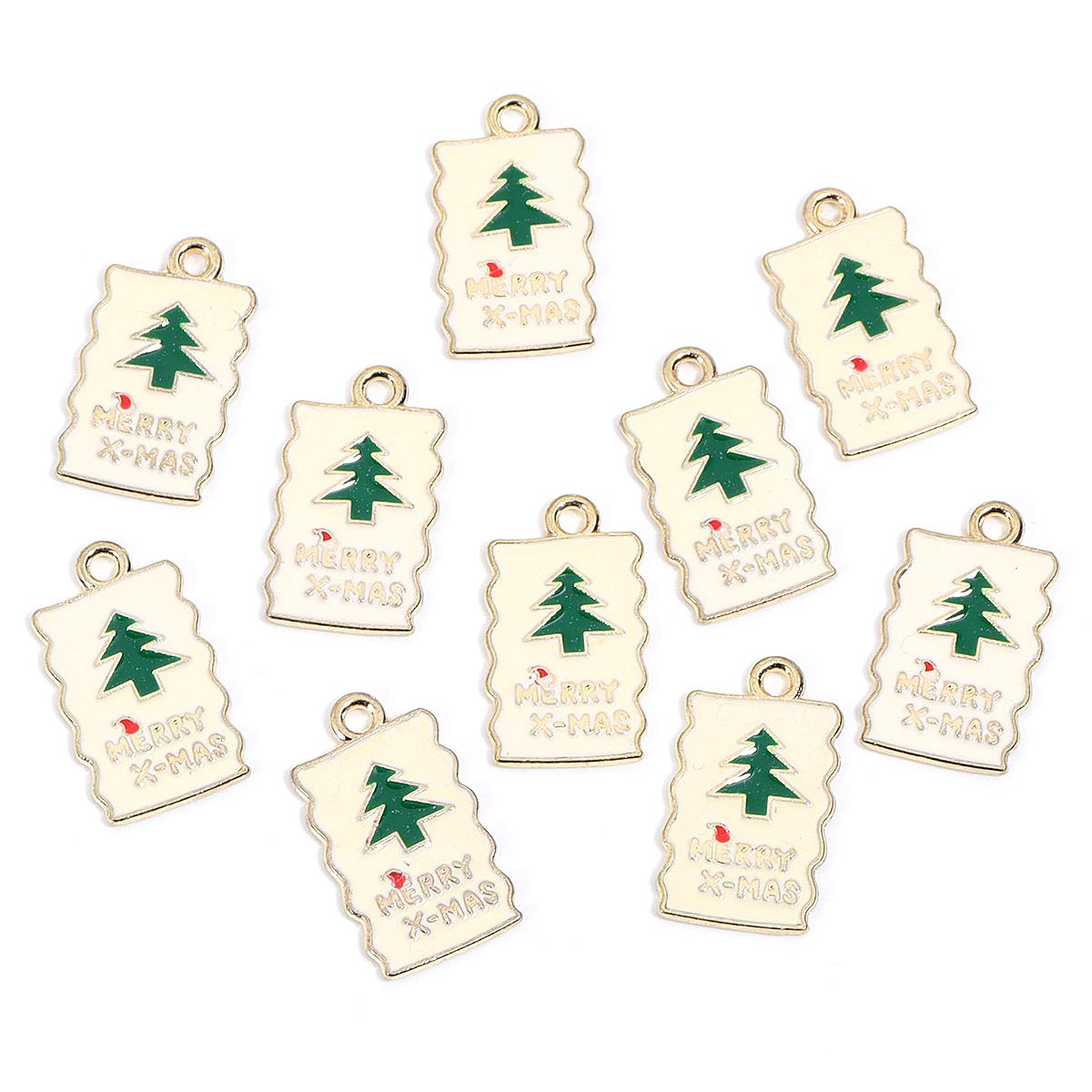 10-20pcs Christmas Enamel Charms Alloy Charms Christmas Tree Elk Pendants For Jewelry Making DIY Bracelet Necklace Accessories