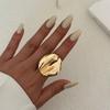 Punk Metal Irregular Pleated Wide Open Rings For Women Men Exaggerated Gold Color Geometric Adjustable Fingerrings Jewelry