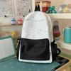 Schoolbag milky white fresh floral cute bear patchwork student backpack for students and healing style gentle bestie travel mini backpack