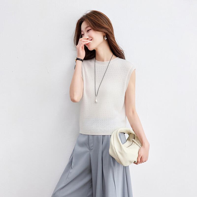 Srcr Women's Silk Blend Hollow-Out Knit Vest Top