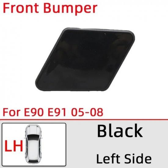 2pcs Black Sapphire Bumper Headlight Washer Cover For BMW 3 Series E90 2005-2008
