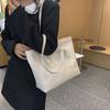 Contrasting color retro large-capacity bag women's autumn and winter new trendy tote bag student leisure commuter bag