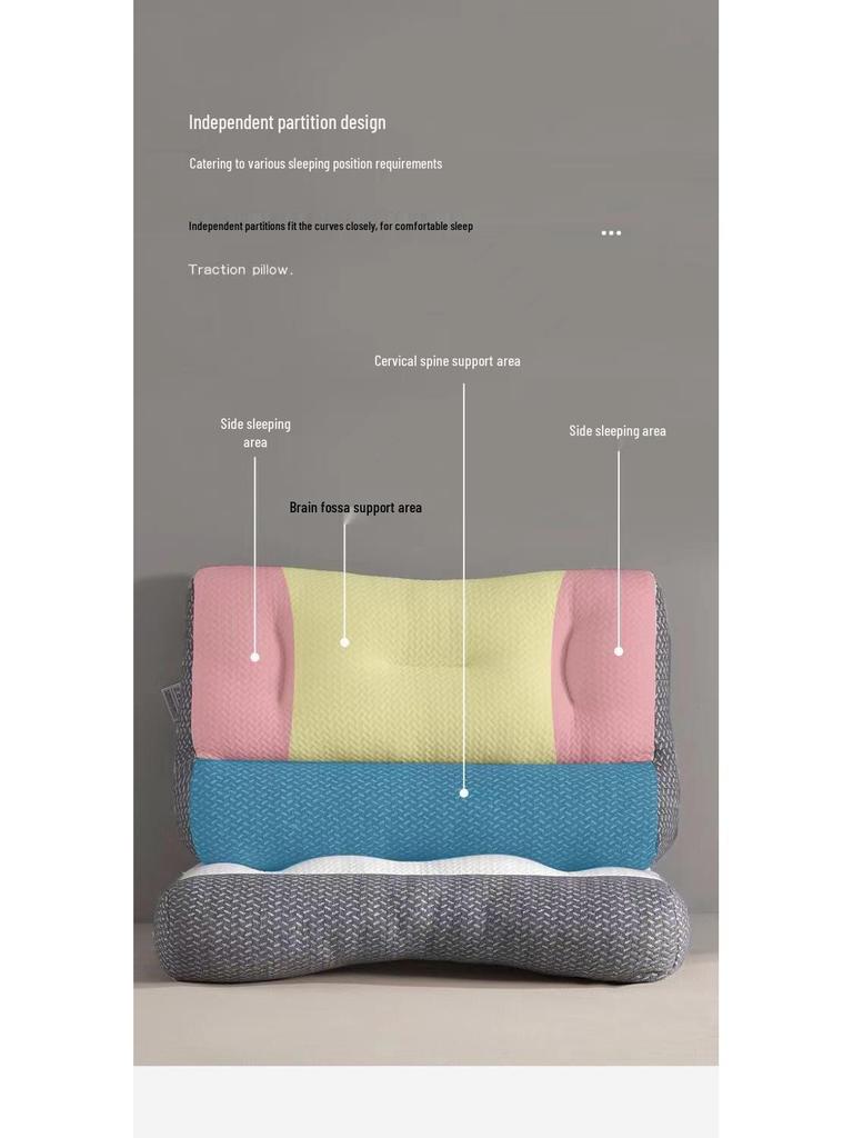 Knitted Fiber Neck Support Pillow - Contour Design for Firm, Comfortable Sleep Aid