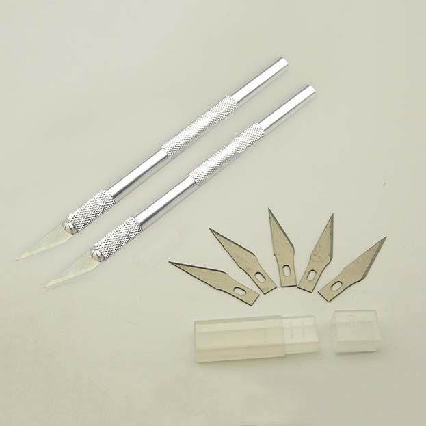 1 Set Metal Handle Scalpel Knife +5PCS Blades Wood Paper Cutter Craft Pen Knives DIY Craft Cutter