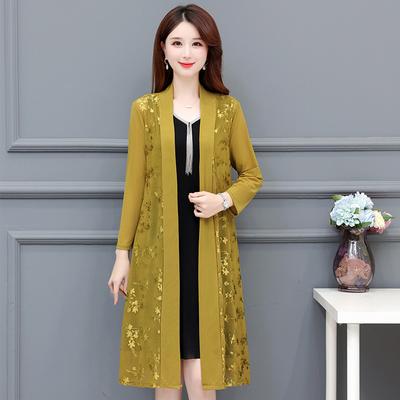 Commute Gauze Jacquard Weave Open Stitch Spring Summer Casual Long Sleeve Women's Clothing Stylish Spliced Straight Midi Blouse