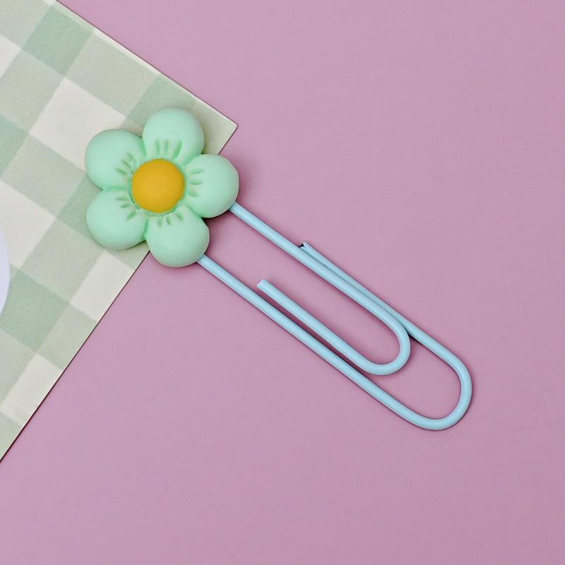 Ins-Style Cute Anime Flower Bookmark - PVC Paper Clip for Office Stationery