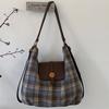 College Style Casual Woolen Plaid Backpack Bag Women's Autumn New College Style Shoulder Tote Bag
