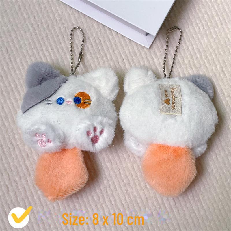 Cartoon Cat Plush Doll Brooch & Student Bag Charm