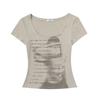 Retro Sweet and Spicy Tight-fitting Blouse Letter T-shirt