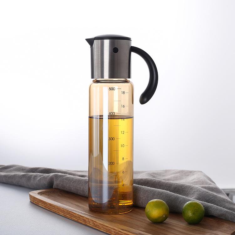 Automatic Open Close Oil Bottle Glass Condiment Bottle Heat Resistant Kitchen Oil Dispenser