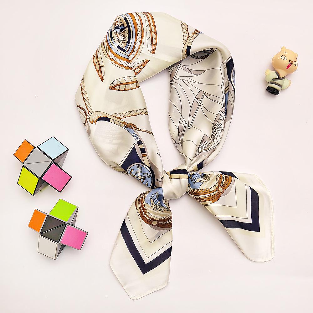 Women's Versatile Green Silk Satin Scarf - Fresh High-End Accessory