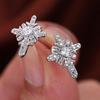 Snowflake Rhinestone Metal Stud Earrings - Trendy Geometric Design for Women