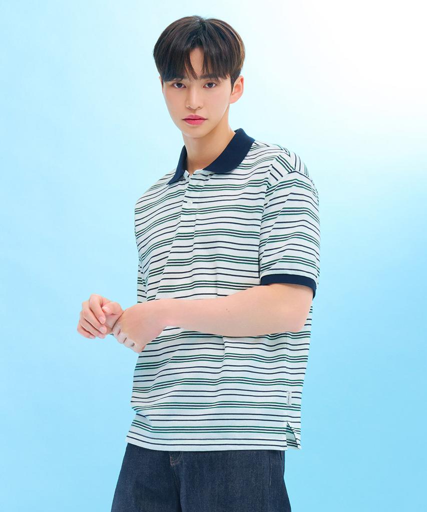 CHASECULT Men'S Striped Short Sleeve Collared T-Shirt-Fbrk5712D0H