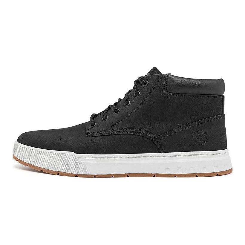 Timberland Leather Round Toe Lace-Up Slip-Resistant Durable Mid-Top Sneakers Men Sneakers Black A5PSGW