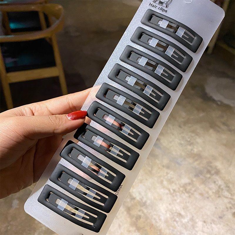 10pcs/set Matt Black Bobby Pins Women Make Up Hair Clip Barretttes Alloy Hairpin Big Water-drop Geometric Non-slip Styling Tools