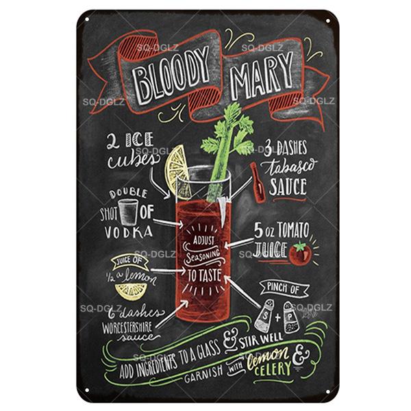 [SQ-DGLZ] Mojito Metal Sign Vintage Metal Plaque Plates Decor For Pub Bar Home Wall Decor Tin Signs Cocktail Poster Gift