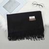 Polyester Solid Color Shawl Soft Long Neckscarf with Tassel Large Classic Wool Scarf  Autumn