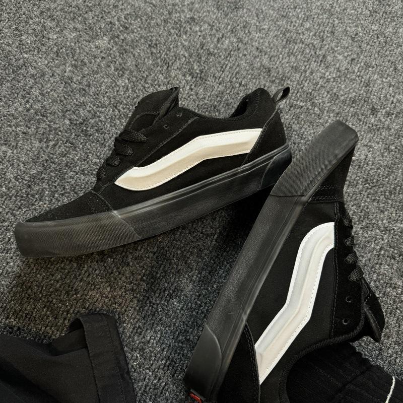 Dicke Zunge Amerikanische Schuhe mollige Brotbrettschuhe Retro weiß-schwarze kontrastierende Freizeitschuhe