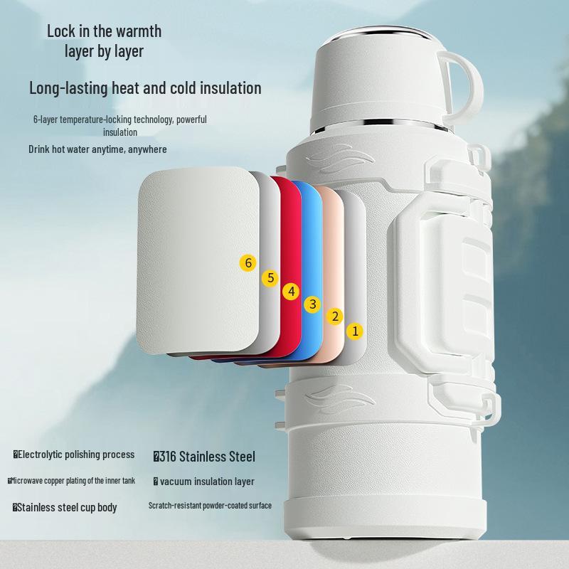 Large Capacity 316 Stainless Steel Thermos Flask - Portable Insulated Water Bottle for Home and Outdoor Use