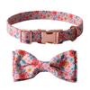 Fashion Dog Collar+Leash+Necktie Set Completes with Colorful Floral Print Bow Perfect for Pets Outstanding in the Crowd