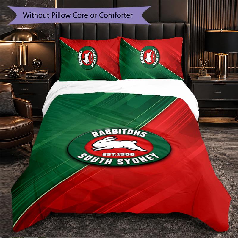 South Sydney Rabbitohs Modello Microfibra Set Biancheria da Letto 3 Pezzi Decorazione Copripiumino per Camera da Letto Uso Domestico