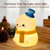 Christmas Silicone Night Light Novelty Ambient Lamp Touch Control Rechargeable Hanging Snowman Bedside Holiday Decoration Tree