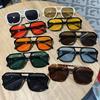 New Square Double Beam Pilot Sunglasses Personalized and Trendy Multi-color Driving Cycling Tourism Street Photography Glasses
