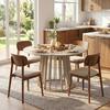 Dining Table, Round, 4-6 People, 120 x 75 cm, Slatted Base, Natural Wood