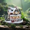 Christmas Garden Stake Snowy Cottage Stake, Acrylic Yard Sign, Fairy Tale Insert Winter Outdoor Lawn Ornament for Holiday Decoration Landscaping