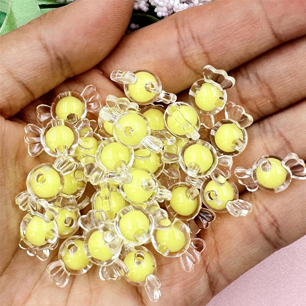 

Creative Handmade Materials DIY Gifts Transparent Cored 8.9*16.6mm 50Pcs Candy Shaped Clear Crystal Beads Children жёлтый