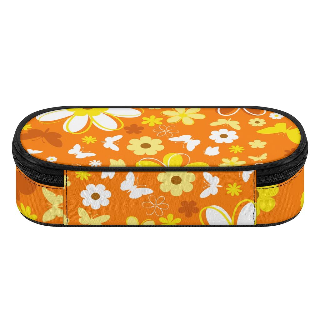 Pencil Pouch Structured 300D Polyester Smooth Zipper with Main Compartment Mesh Pocket and Pen Slots for Teens and Students