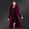Damen Wollmantel Mittellang Slim-fit Überknie Zweireihig Wollkragen Wollmantel Einseitig Plüsch