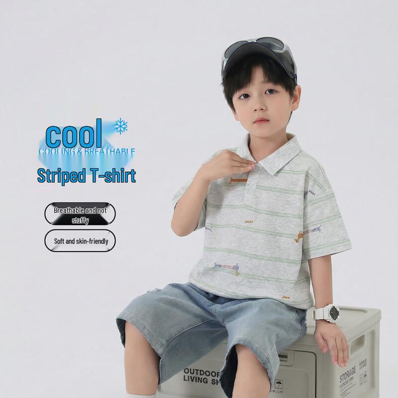 Boys  Cotton Blend Long Sleeve Polo T-Shirt 150