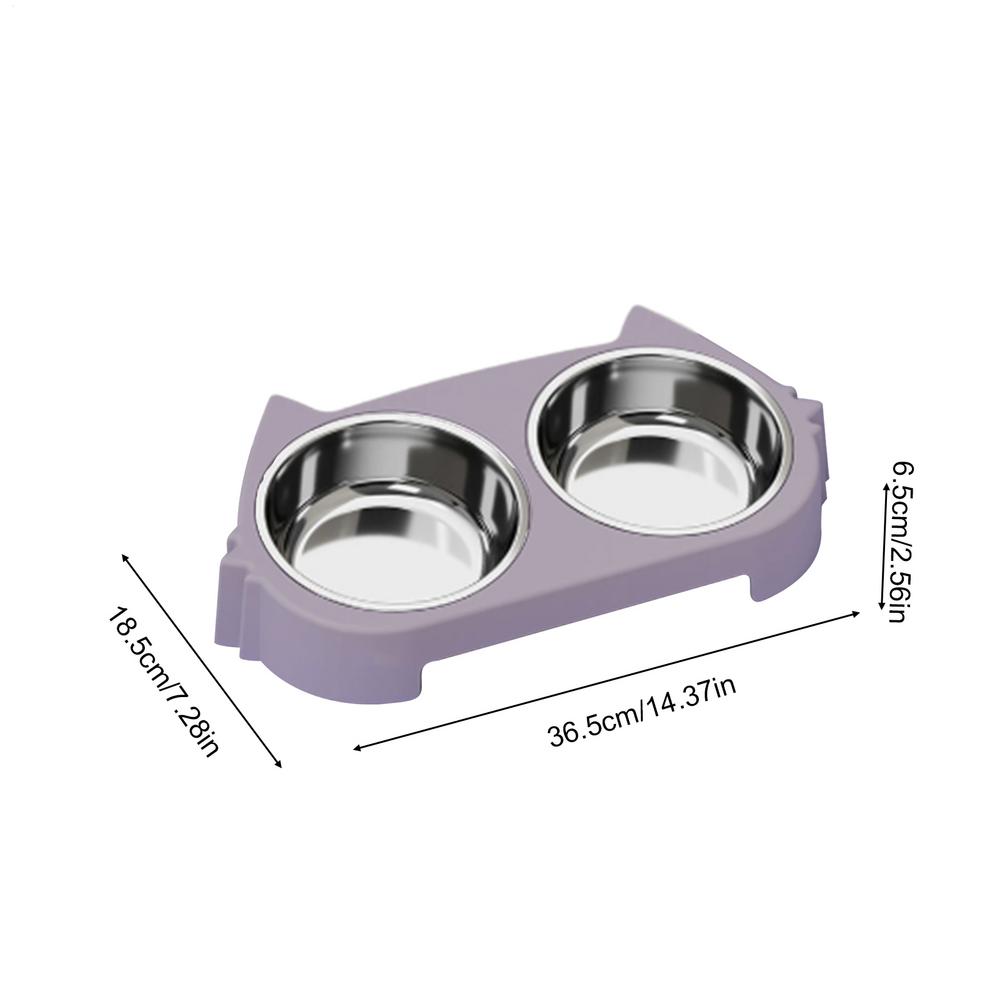 Dog Bowl Stand Anti-Slip Detachable Food Holder Station Dog Bowl Holding with Double Stainless Steel Dish for Home Living Room