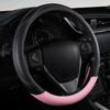 New Pu Leather Splicing Leather Anti-Slip Wear Four Seasons Universal Steering Wheel Cover Black Pink