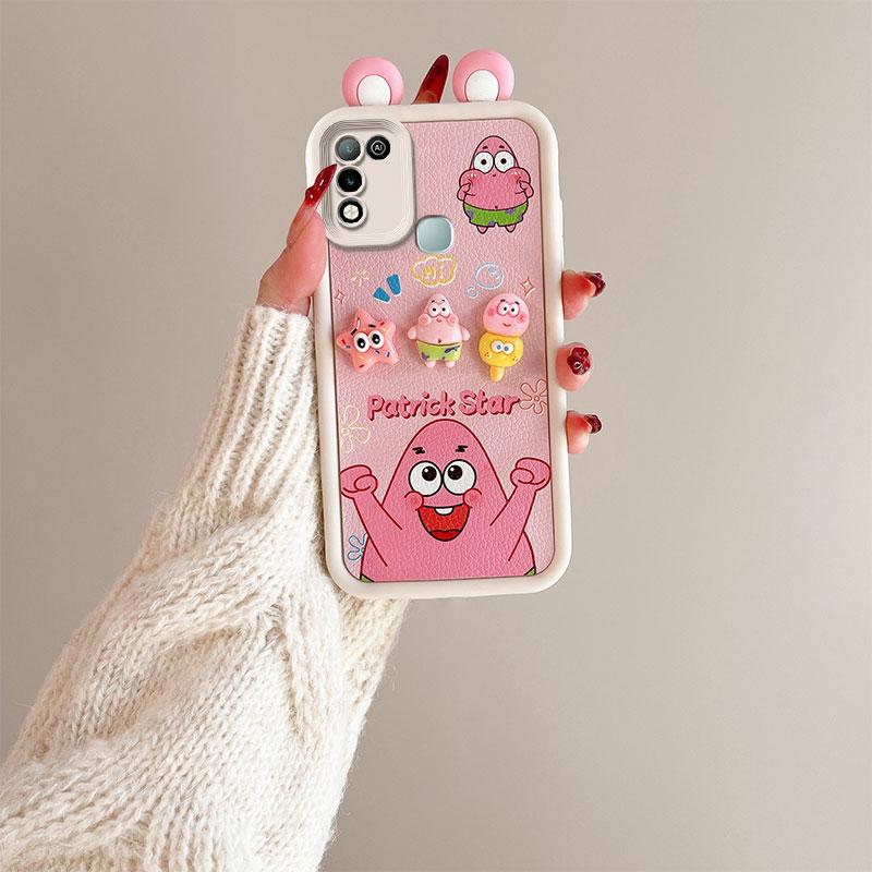 KEYSION Cute Ear 3D Cartoon Case for Infinix Hot 11 Play with Bracelet Soft Silicone Shockproof Phone Cover for Infinix Hot 10 9 Play