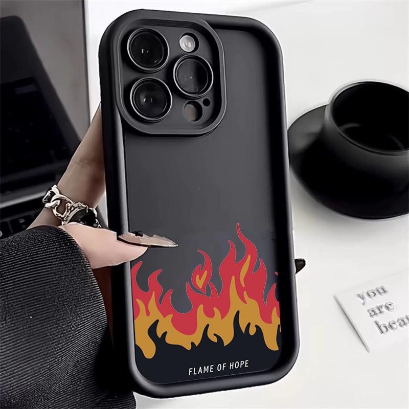 

Case For iPhone 17 16 15 Cases iPhone 14 Pro Max Case Red Flame Silicone Phone Case For iPhone 16E 17 Air 16 Plus 13 12 11 Cover For iPhone 13 Pro чорний