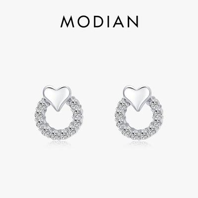 Modian – boucles d'oreilles en forme de cœur pour femmes, en argent Sterling 925, zircone cubique, bijoux à la mode européens, déclaration de mariage, bijoux fins
