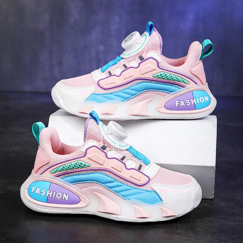 Classmates Sneakers Running Shoes Button Shoes Boys and Girls Middle-aged and Older Children Spring, Summer and Autumn Cute Casual Walking Light