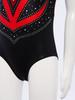 Girls Gymnastics Leotard Sleeveless Crisscross Cutout Back with Mesh Patchwork Shiny Rhinestones Bodysuit