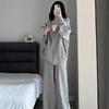 Grey Student Casual Hoodie and Cardigan Set: Trendy Two-Piece Sportswear