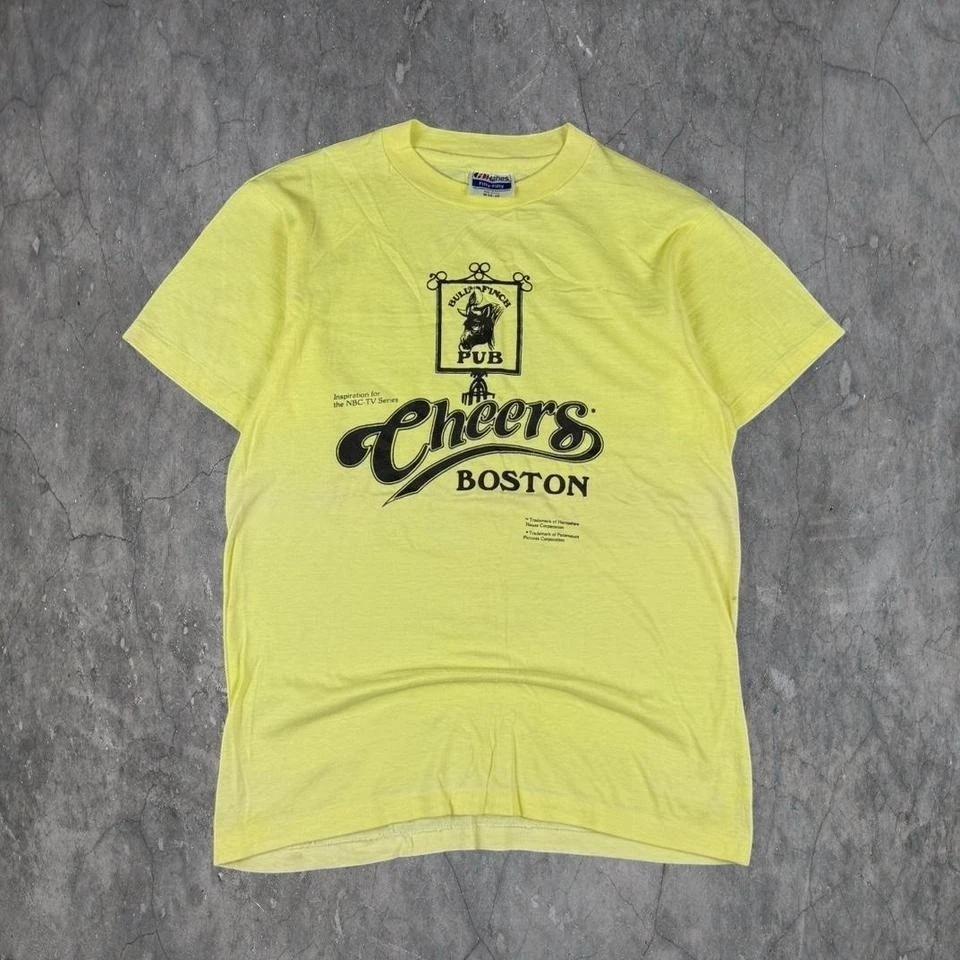 

Vtg 80 s Cheers Boston Bull Finch Pub Yellow T-Shirt Sz M 2XL