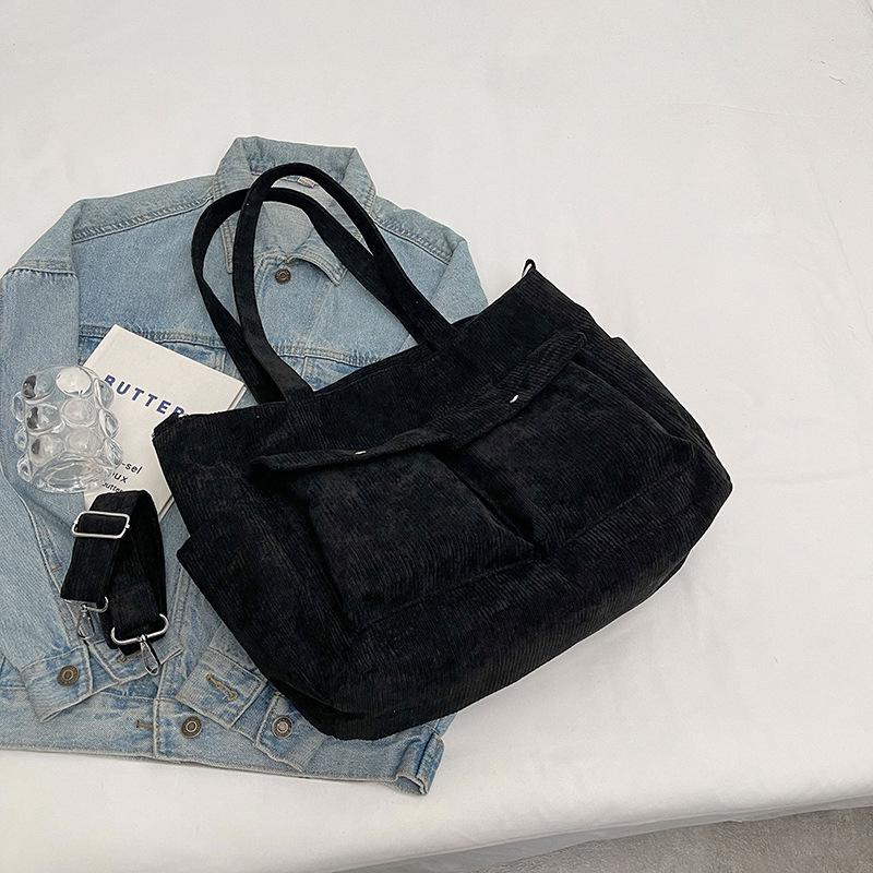 Women's Large Capacity Corduroy Tote Bag - Versatile Crossbody and Shoulder Bag for Autumn/Winter 2024