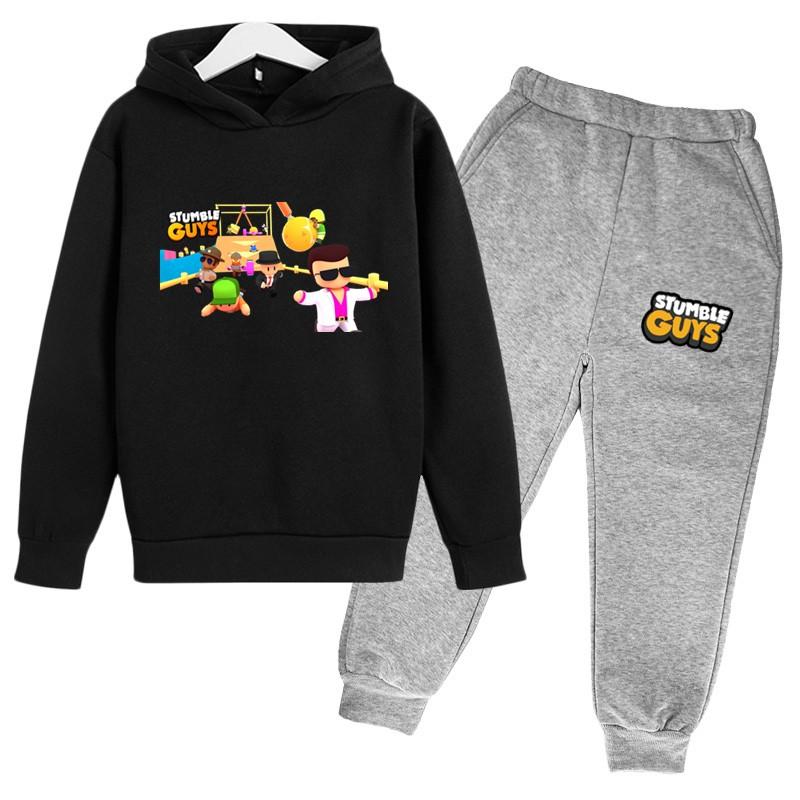 Gra Stumble Guys nadruk kreskówkowy wiosna jesień dziecięca codzienna bluza z kapturem zestaw chłopcy dziewczęta strój sportowy sweter dziecięcy płaszcz Top