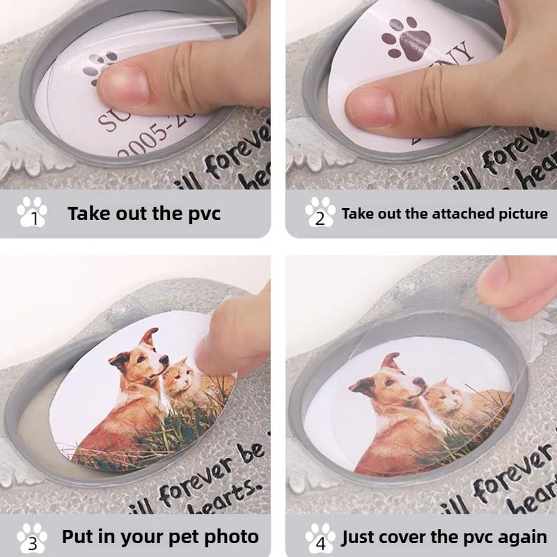 Resin Pet Gravestones Memorial Funeral Dog Cat Tombstone Photo Frame Saving Memorials Gravestones Dogs Keepsake Garden Ornament