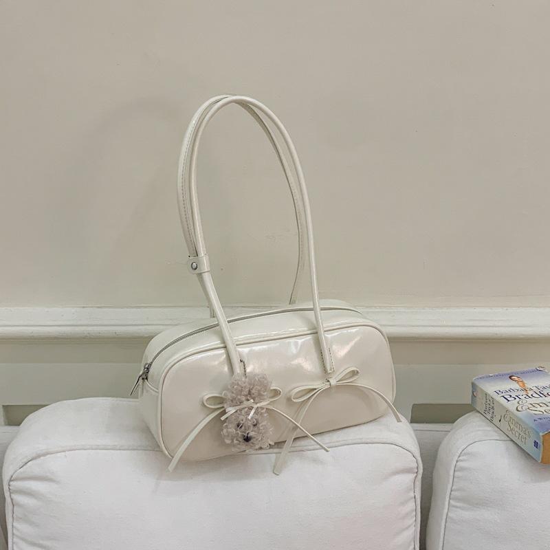 2025 Women's Korean Style Bow Baguette Shoulder Bag - Versatile Boston Bowling Bag